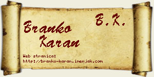 Branko Karan vizit kartica